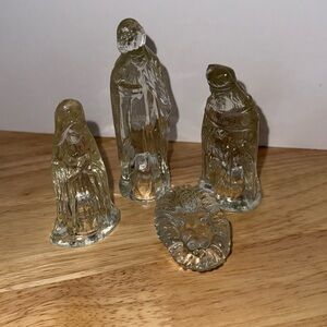 Vintage Crystal Nativity pieces 4 Wiseman‎ Mary Jesus